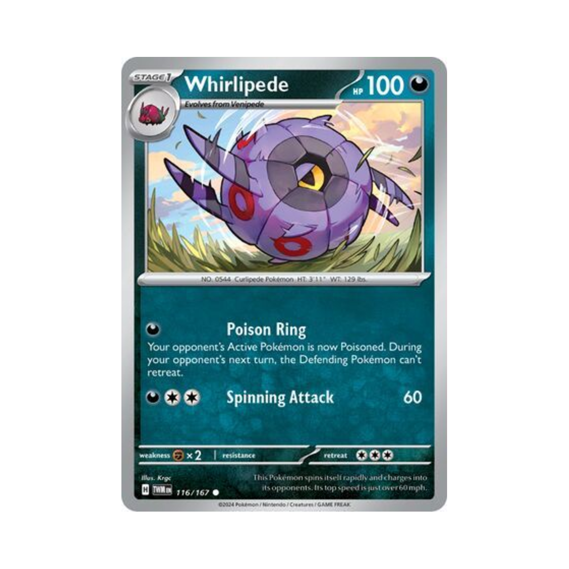 포켓몬 TCG 휠구 C 트와일라잇 마스커레이드 (영문판)(Pokemon TCG Whirlipede C Twilight Masquerade (English Ver.)) - 1