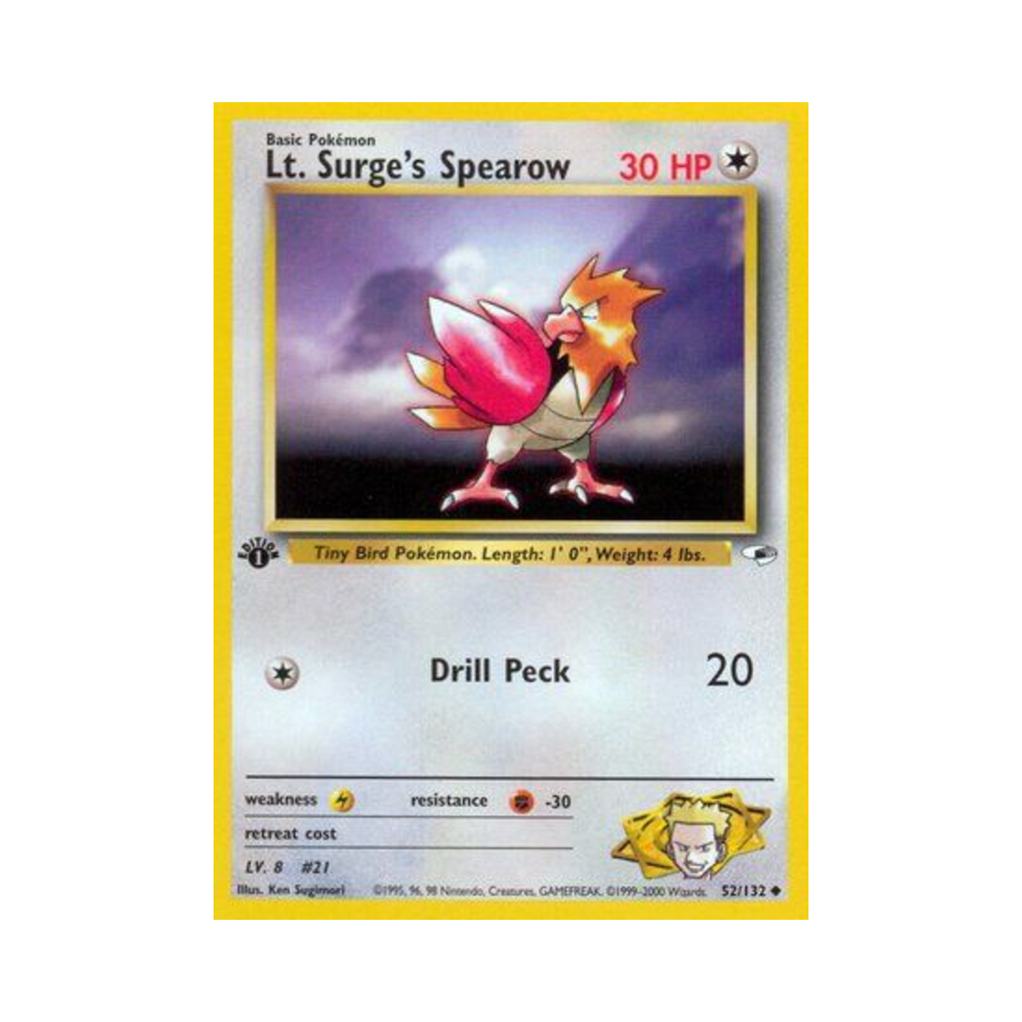 포켓몬 TCG 마티스의 깨비참 U 짐 히어로즈 (영문판)(Pokemon TCG Lt. Surge's Spearow U Gym Heroes (English Ver.)) - 1