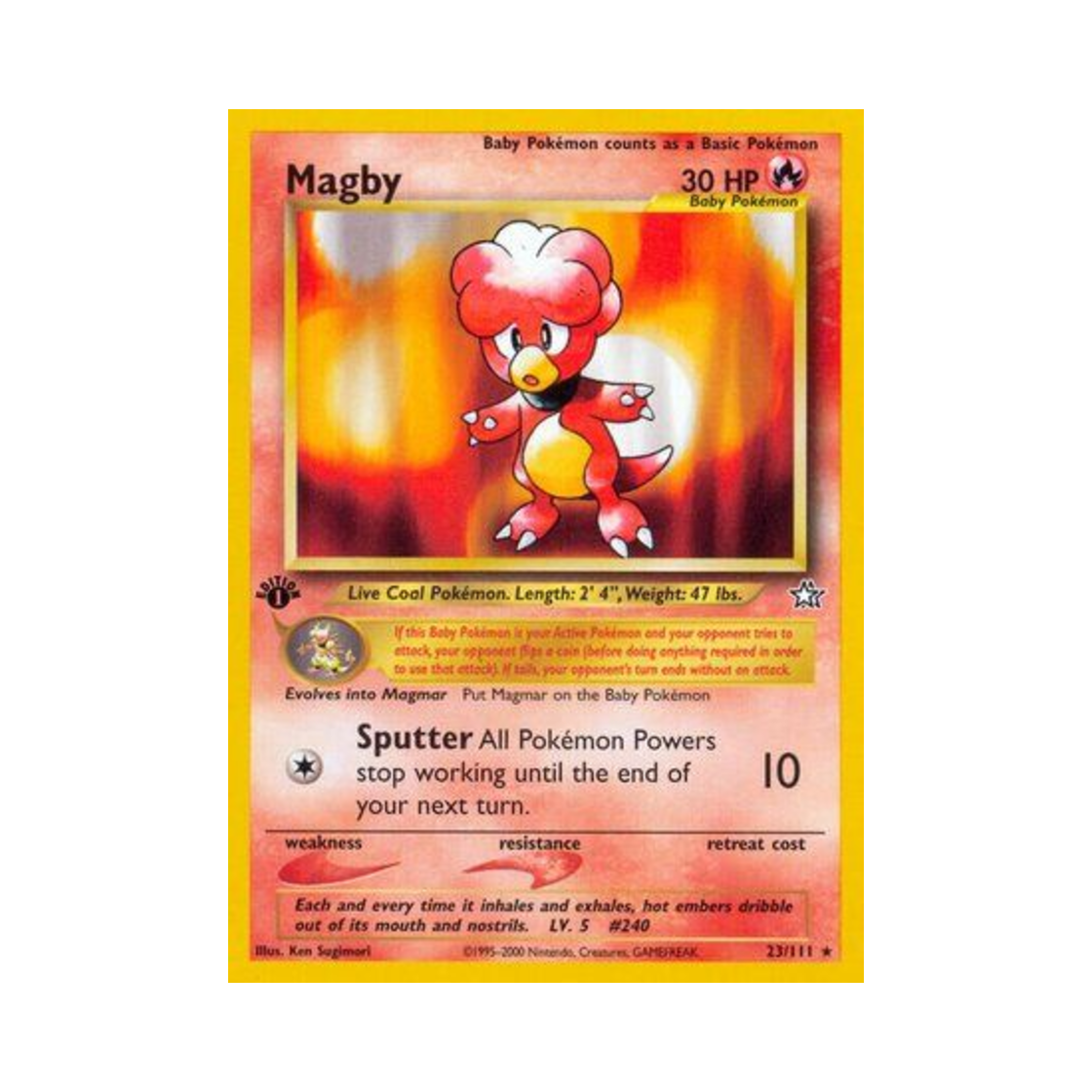 포켓몬 TCG 마그비 R 네오 제네시스 (영문판)(Pokemon TCG Magby R Neo Genesis (English Ver.))