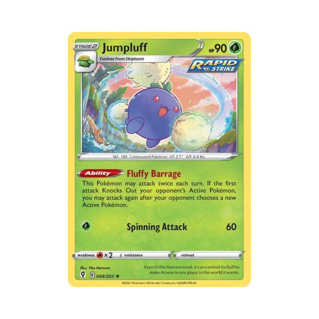포켓몬 TCG 솜솜코 RH 이볼빙 스카이즈 (영문판)(Pokemon TCG Jumpluff RH Evolving Skies (English Ver.))