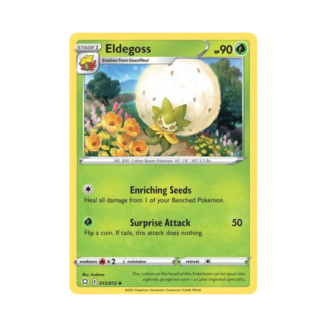 포켓몬 TCG 백솜모카 U 샤이닝 페이츠 (영문판)(Pokemon TCG Eldegoss U Shining Fates (English Ver.)) - 1