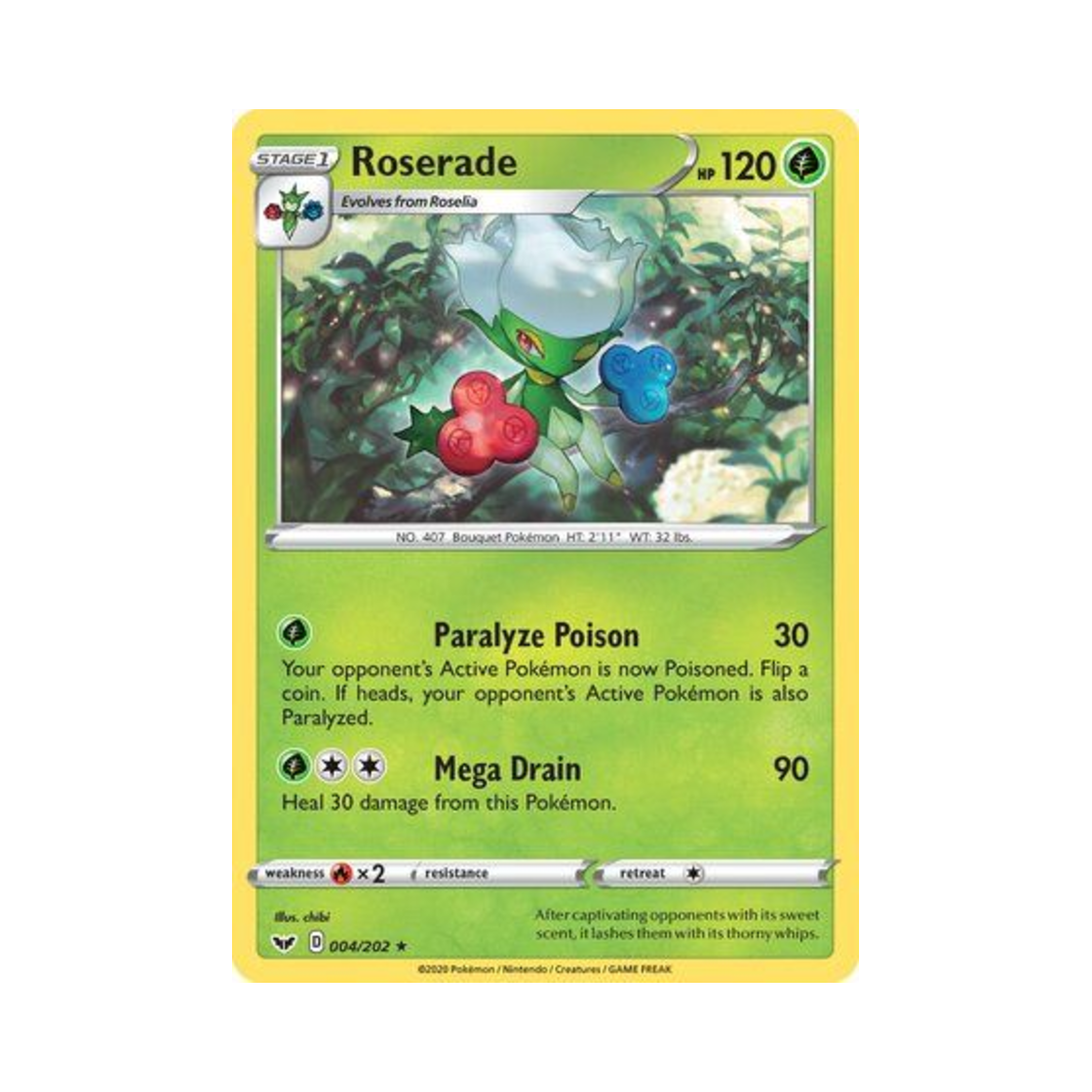 포켓몬 TCG 로즈레이드 R 소드 & 실드 (영문판)(Pokemon TCG Roserade R Sword & Shield (English Ver.))