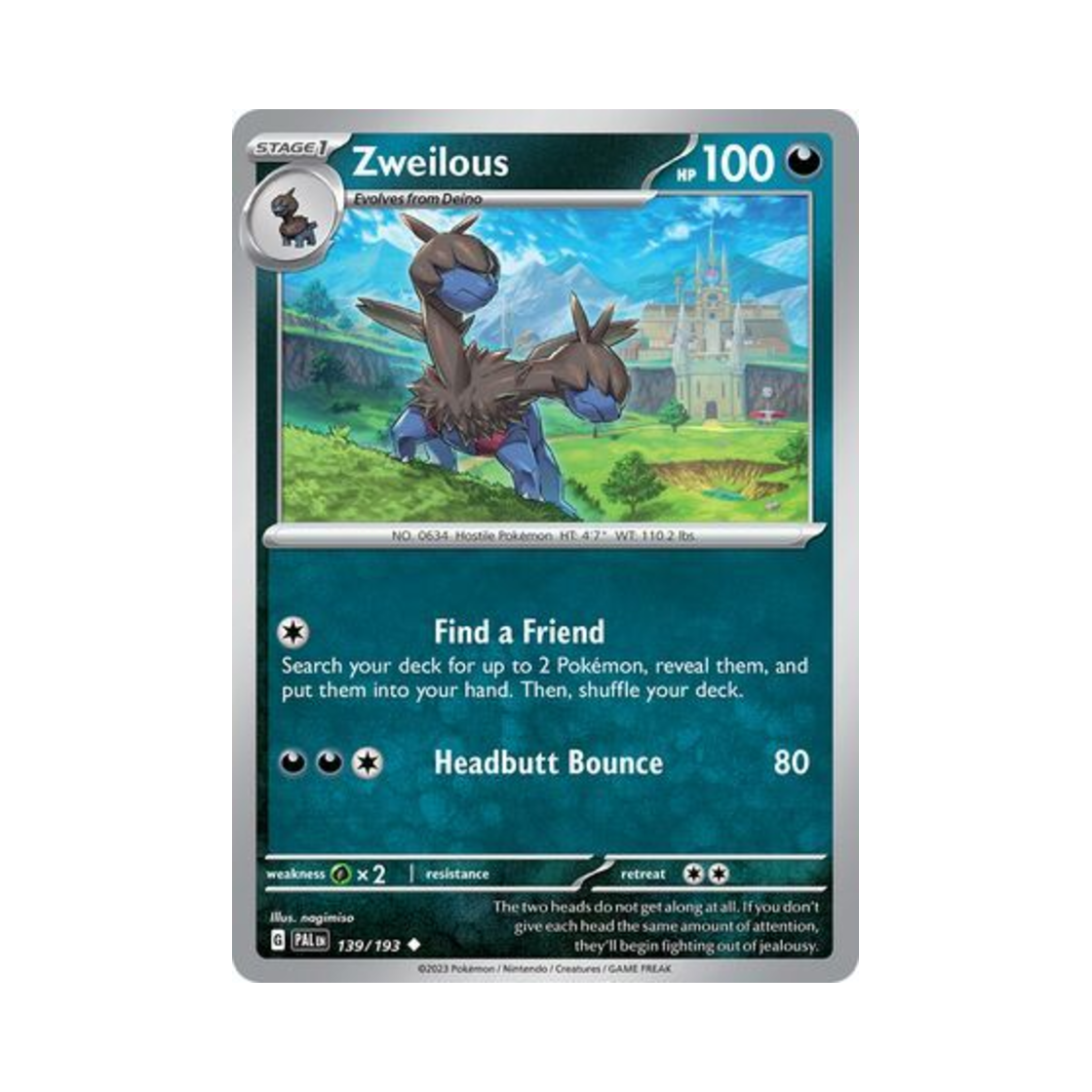 포켓몬 TCG 디헤드 U 팔데아 이볼브드 (영문판)(Pokemon TCG Zweilous U Paldea Evolved (English Ver.))