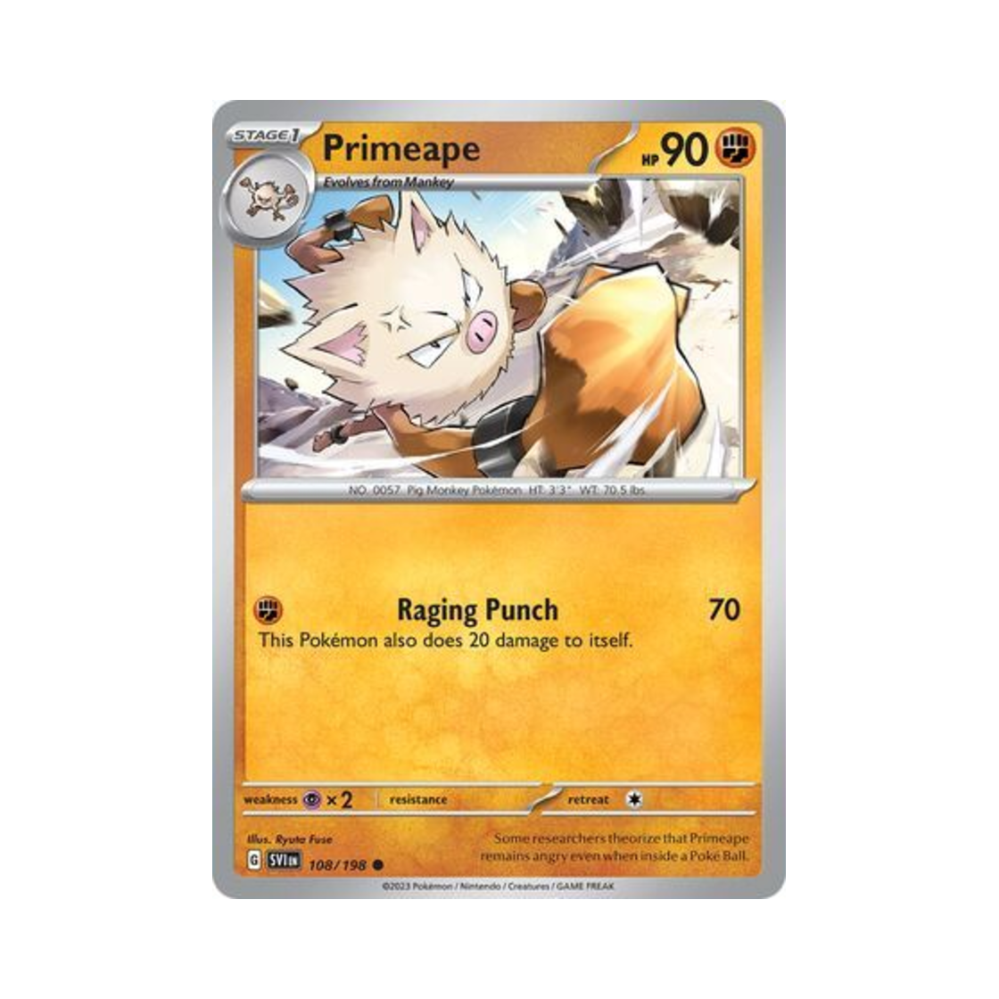 포켓몬 TCG 성원숭 C 스칼렛 & 바이올렛 (영문판)(Pokemon TCG Primeape C Scarlet & Violet (English Ver.)) - 1