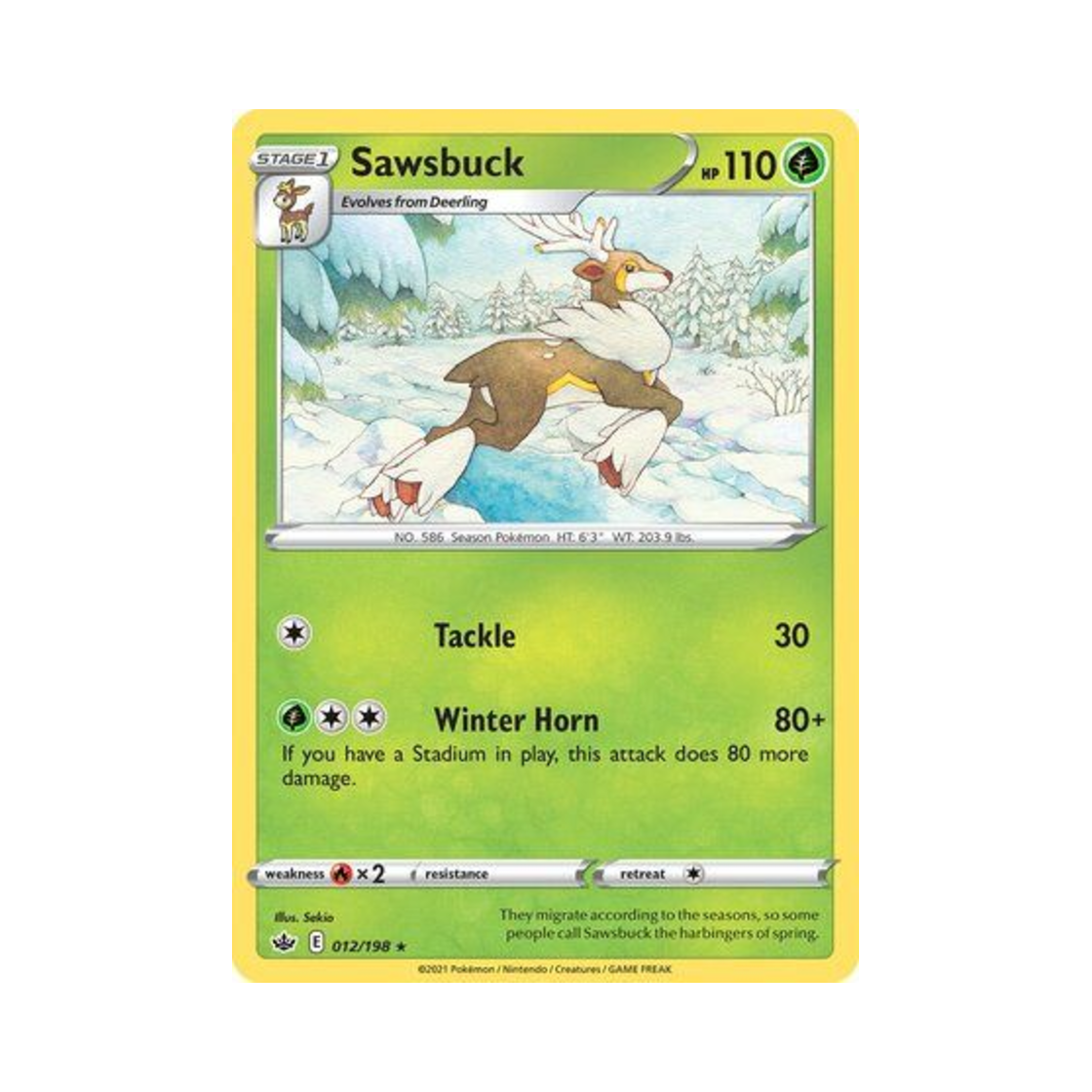포켓몬 TCG 바라철록 R 칠링 레인 (영문판)(Pokemon TCG Sawsbuck R Chilling Reign (English Ver.))