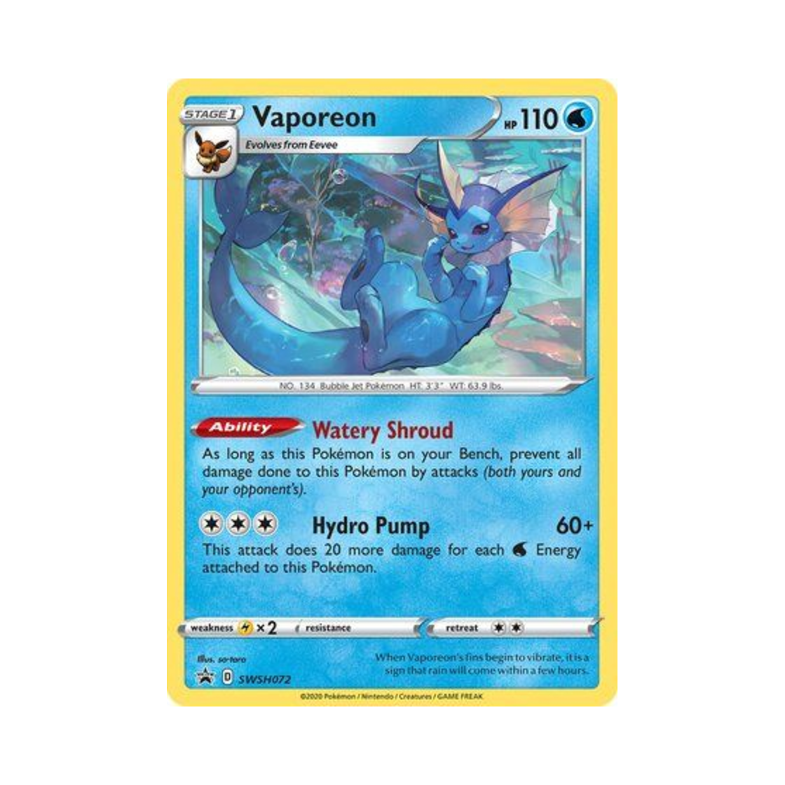 포켓몬 TCG 샤미드 P 소드 & 실드 프로모카드 (영문판)(Pokemon TCG Vaporeon P Sword & Shield Promos (English Ver.))