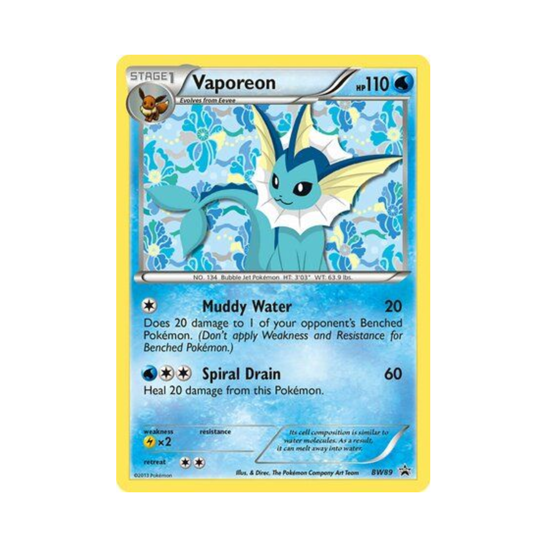 포켓몬 TCG 샤미드 P 블랙 & 화이트 프로모카드 (영문판)(Pokemon TCG Vaporeon P Black & White Promos (English Ver.)) - 1