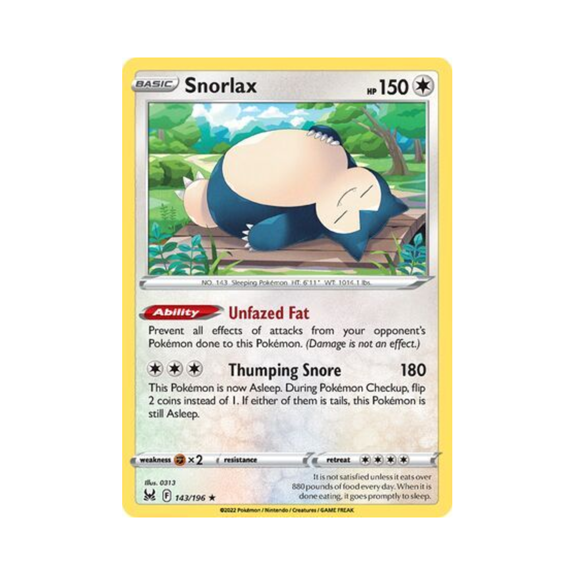 포켓몬 TCG 잠만보 RH 로스트 오리진 (영문판)(Pokemon TCG Snorlax RH Lost Origin (English Ver.)) - 1
