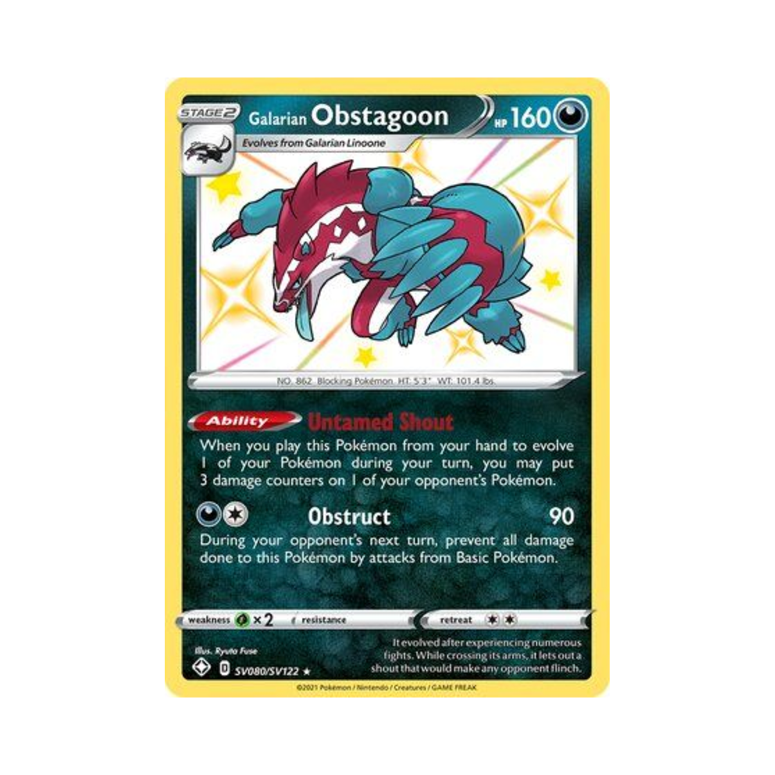 포켓몬 TCG 가라르 가로막구리 RS 샤이닝 페이츠 (영문판)(Pokemon TCG Galarian Obstagoon RS Shining Fates (English Ver.)) - 1