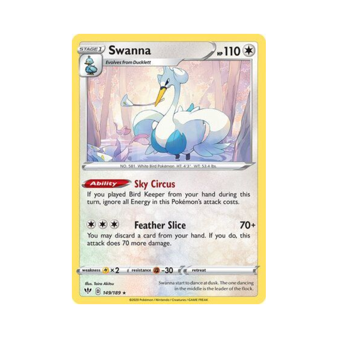 포켓몬 TCG 스완나 R 다크니스 어블레이즈 (영문판)(Pokemon TCG Swanna R Darkness Ablaze (English Ver.)) - 1