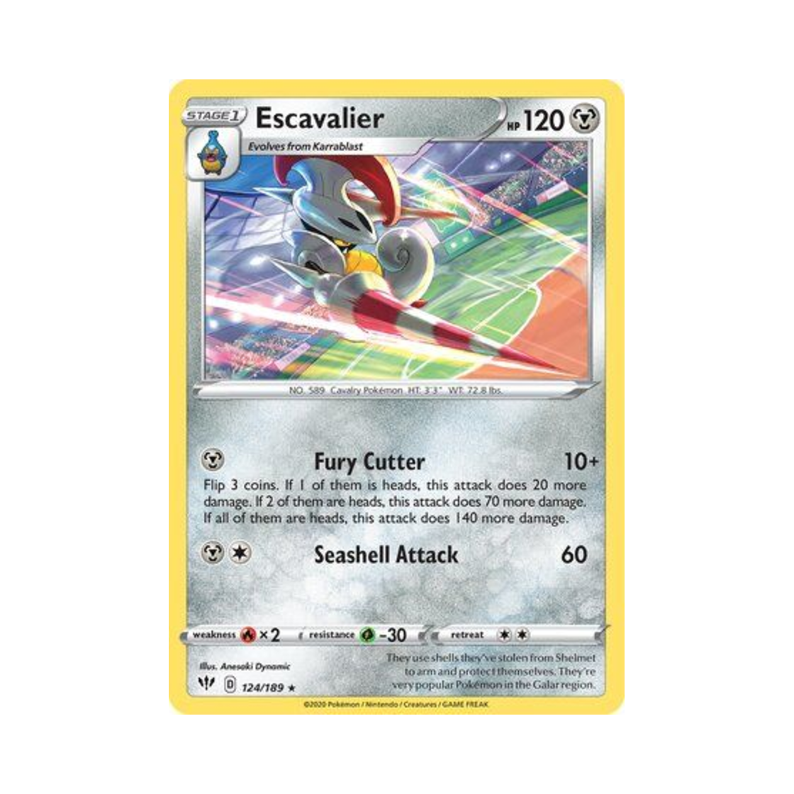 포켓몬 TCG 슈바르고 R 다크니스 어블레이즈 (영문판)(Pokemon TCG Escavalier R Darkness Ablaze (English Ver.))