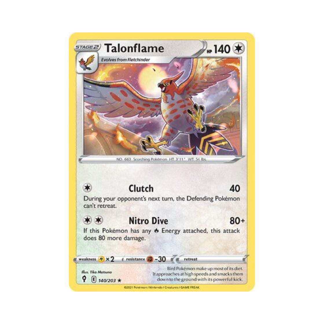 포켓몬 TCG 파이어로 R 이볼빙 스카이즈 (영문판)(Pokemon TCG Talonflame R Evolving Skies (English Ver.))