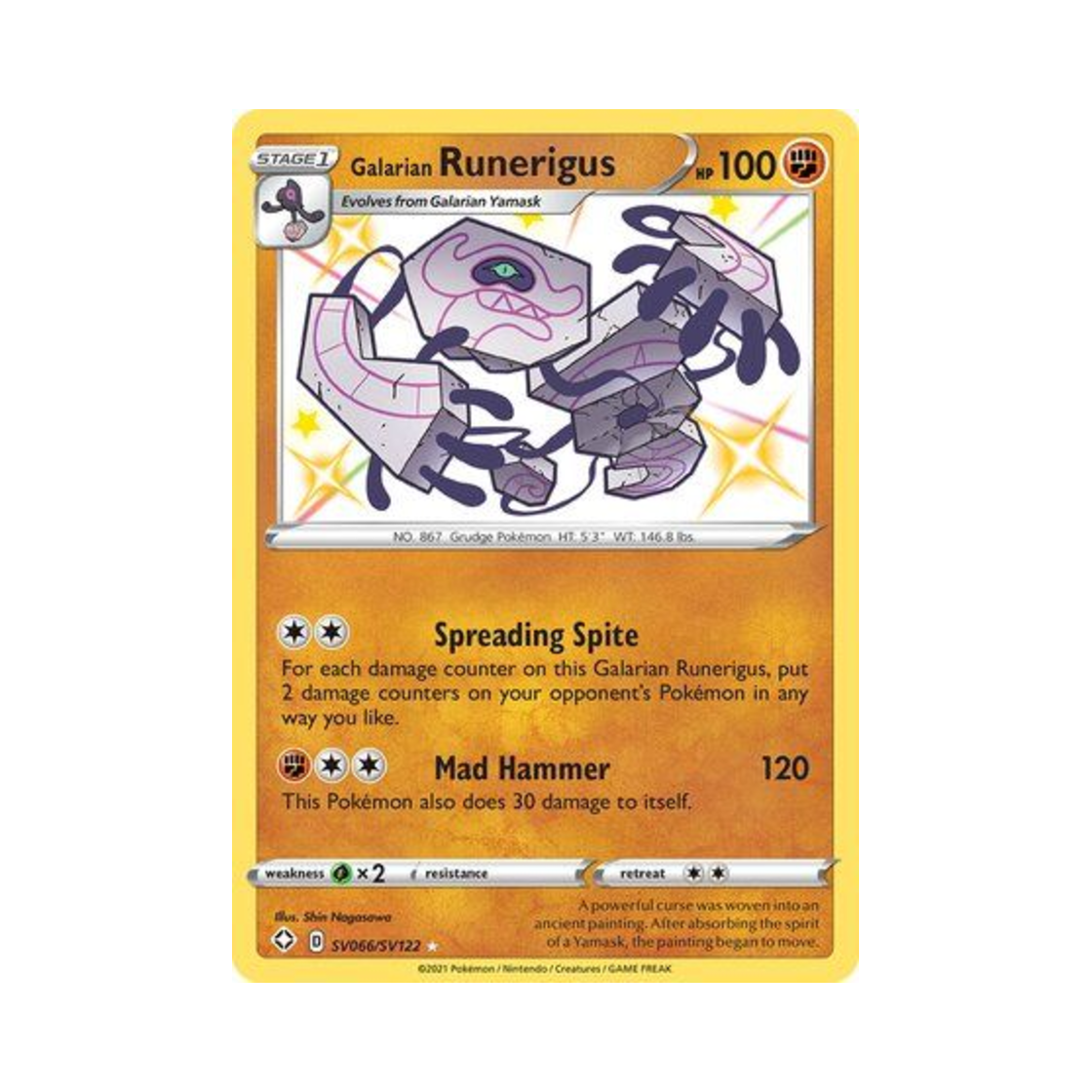 포켓몬 TCG 가라르 데스판 RS 샤이닝 페이츠 (영문판)(Pokemon TCG Galarian Runerigus RS Shining Fates (English Ver.)) - 1