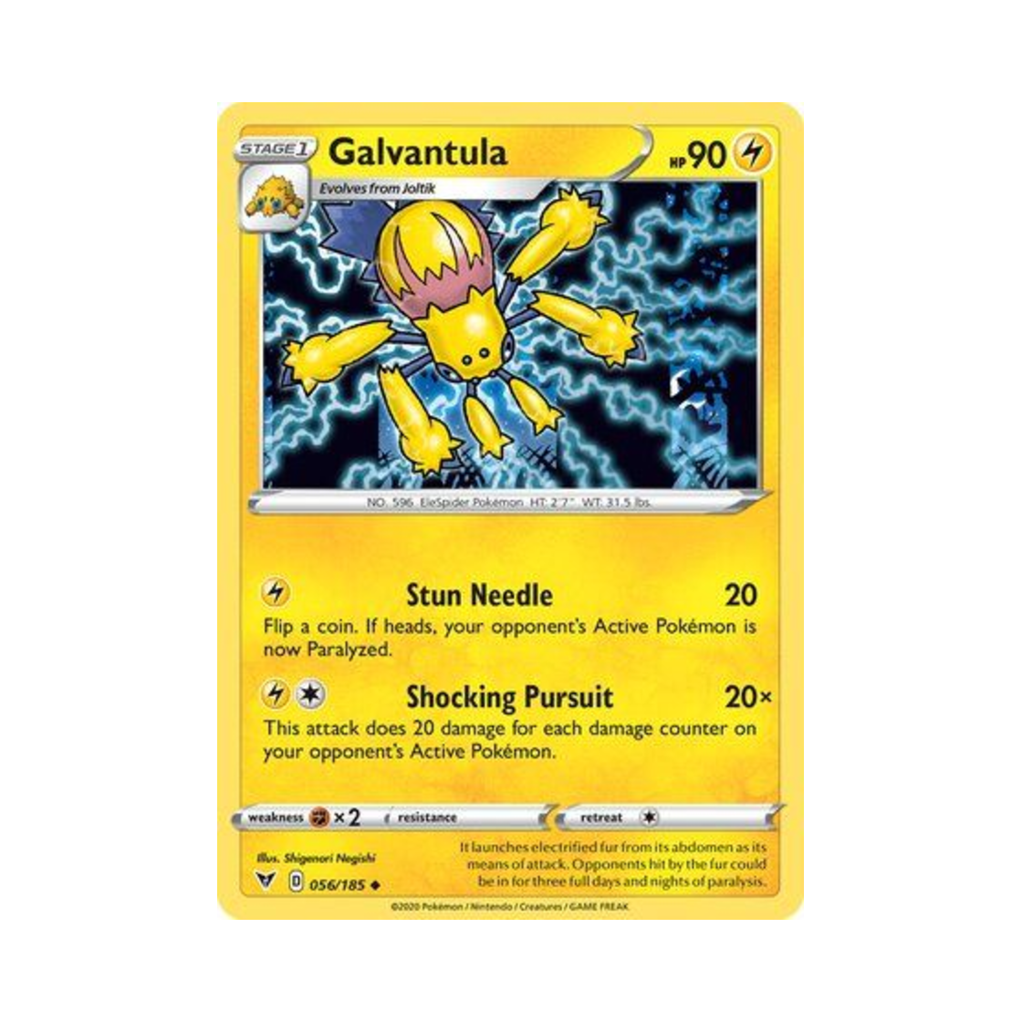 포켓몬 TCG 전툴라 U 비비드 볼티지 (영문판)(Pokemon TCG Galvantula U Vivid Voltage (English Ver.))