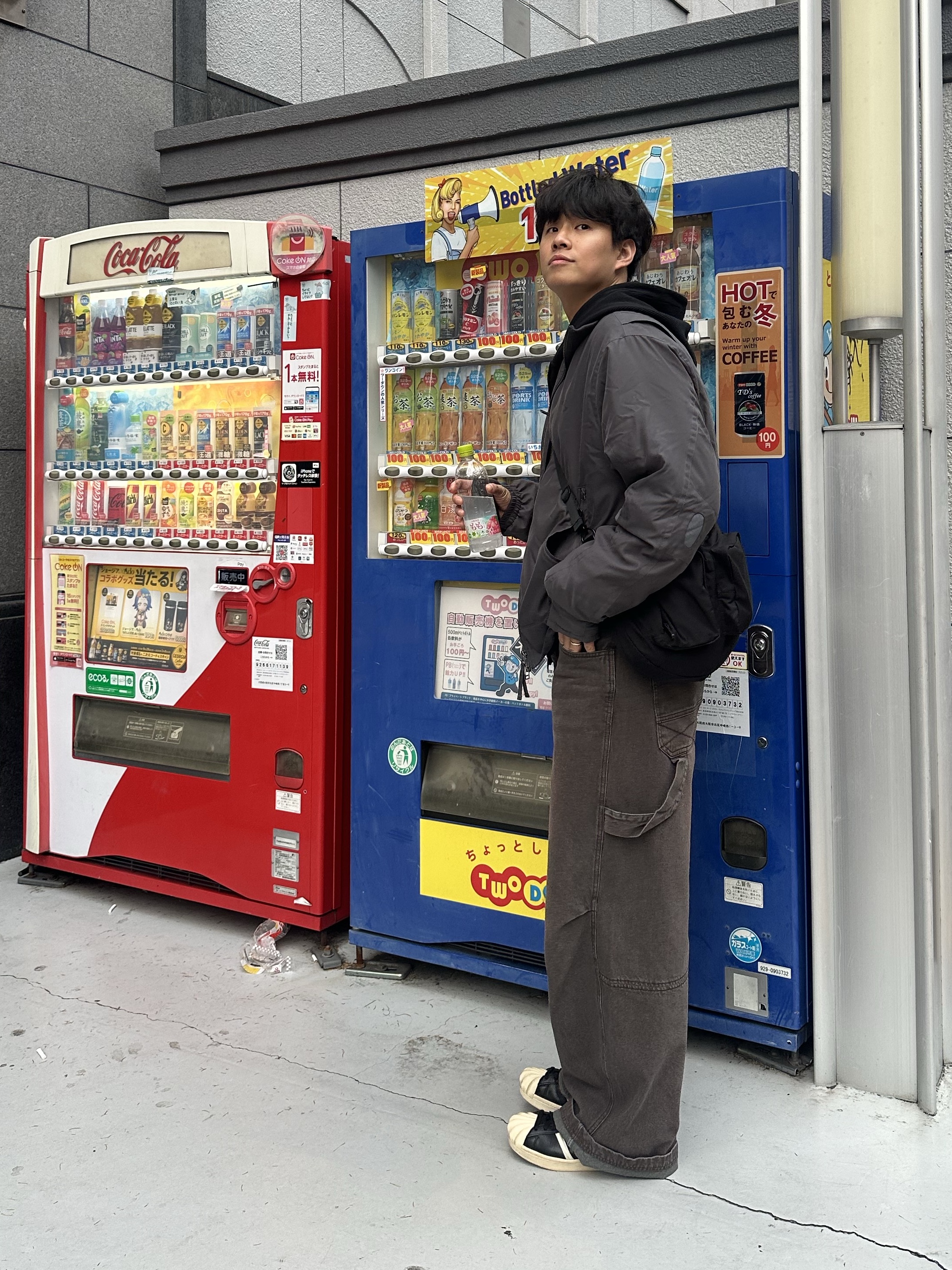 Sansan Gear Bomber Jacket Khaki, ETCE Base Carpenter Denim Pants Brown 착용 스타일 - 1