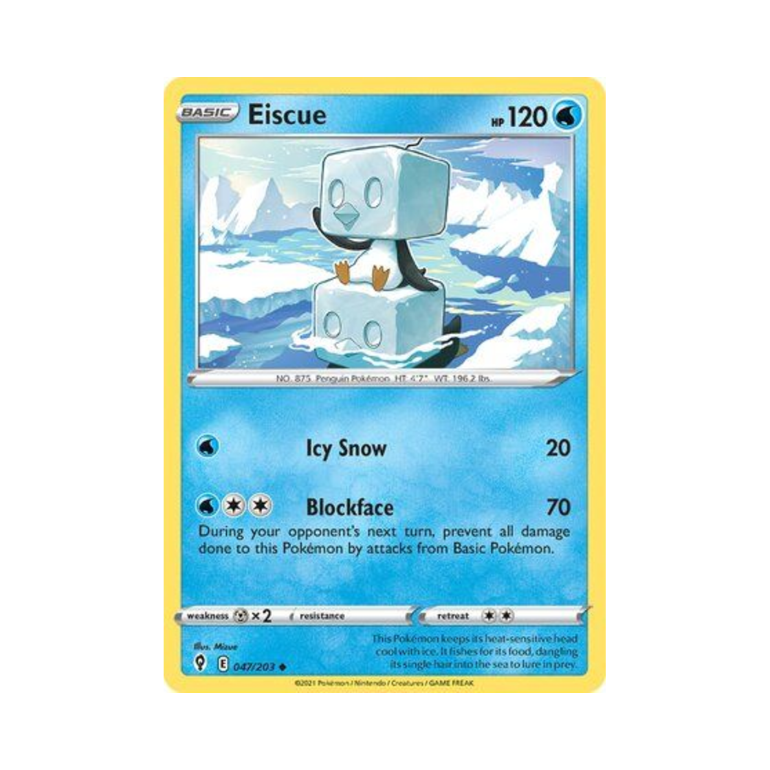 포켓몬 TCG 빙큐보 U 이볼빙 스카이즈 (영문판)(Pokemon TCG Eiscue U Evolving Skies (English Ver.)) - 1