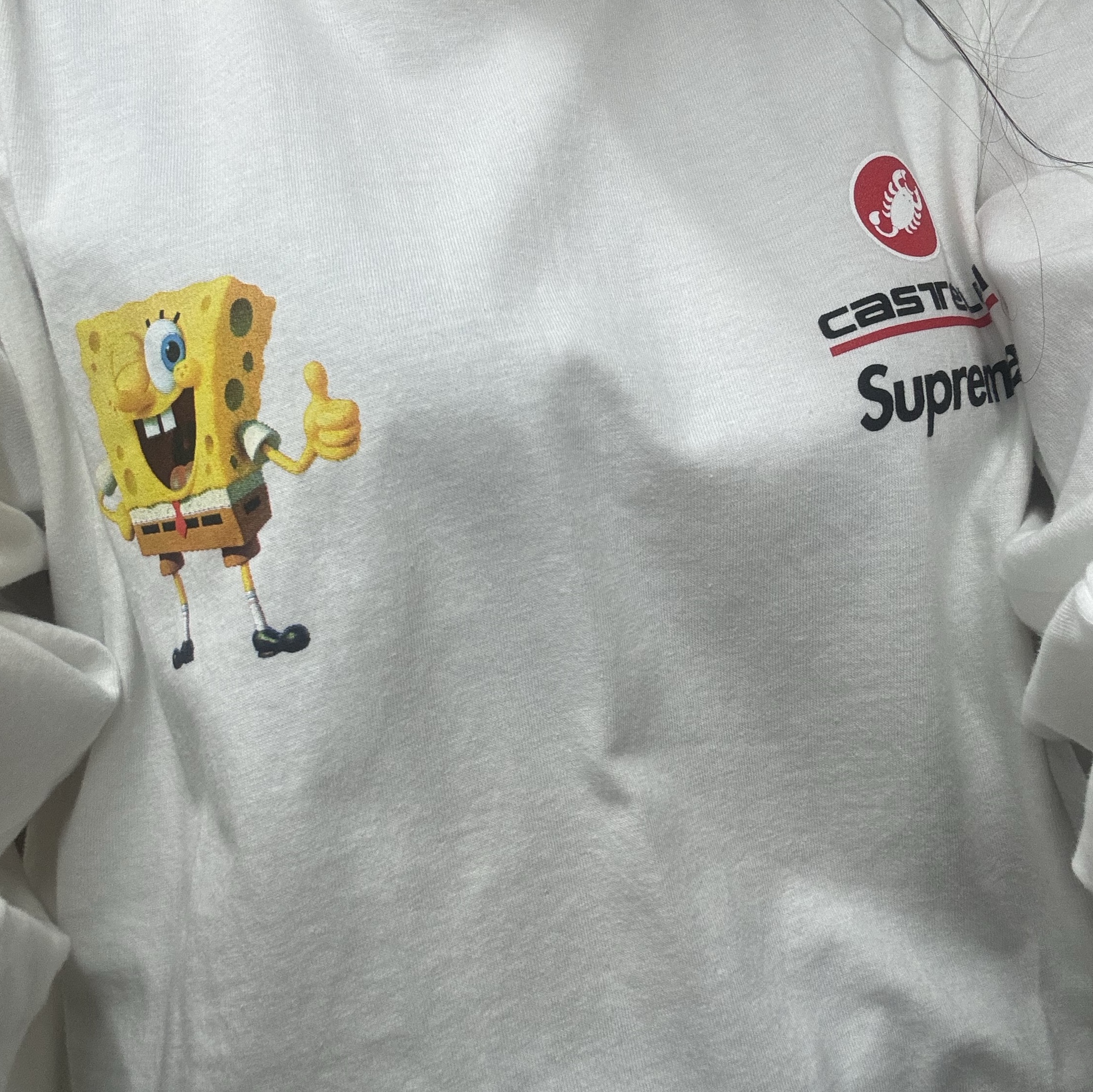 Supreme x SpongeBob SquarePants Castelli Racing L/S T-Shirt White - 25SS 착용 스타일