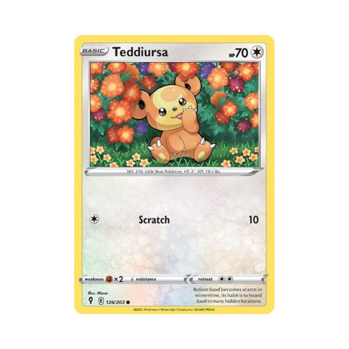 EVS126/203 Pokemon TCG Teddiursa C Evolving Skies (English Ver.)