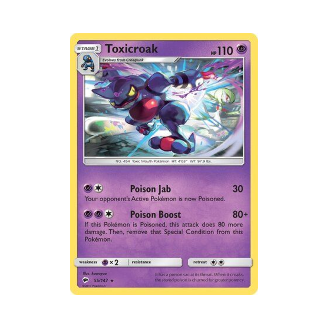 포켓몬 TCG 독개굴 R 버닝 쉐도우 (영문판)(Pokemon TCG Toxicroak R Burning Shadows (English Ver.)) - 1