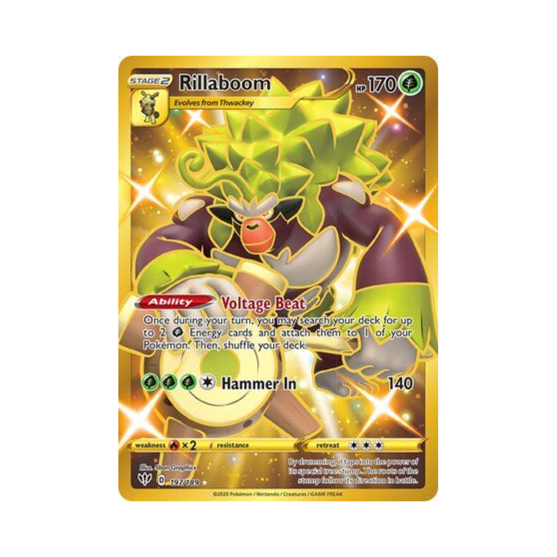 포켓몬 TCG 고릴타 RS 다크니스 어블레이즈 (영문판)(Pokemon TCG Rillaboom RS Darkness Ablaze (English Ver.))