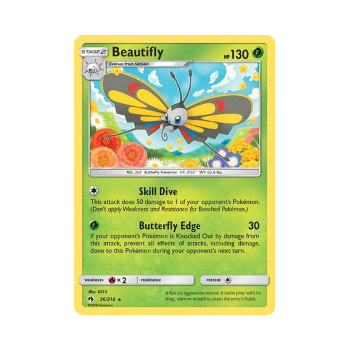 포켓몬 TCG 뷰티플라이 R 로스트 썬더 (영문판)(Pokemon TCG Beautifly R Lost Thunder (English Ver.)) - 1