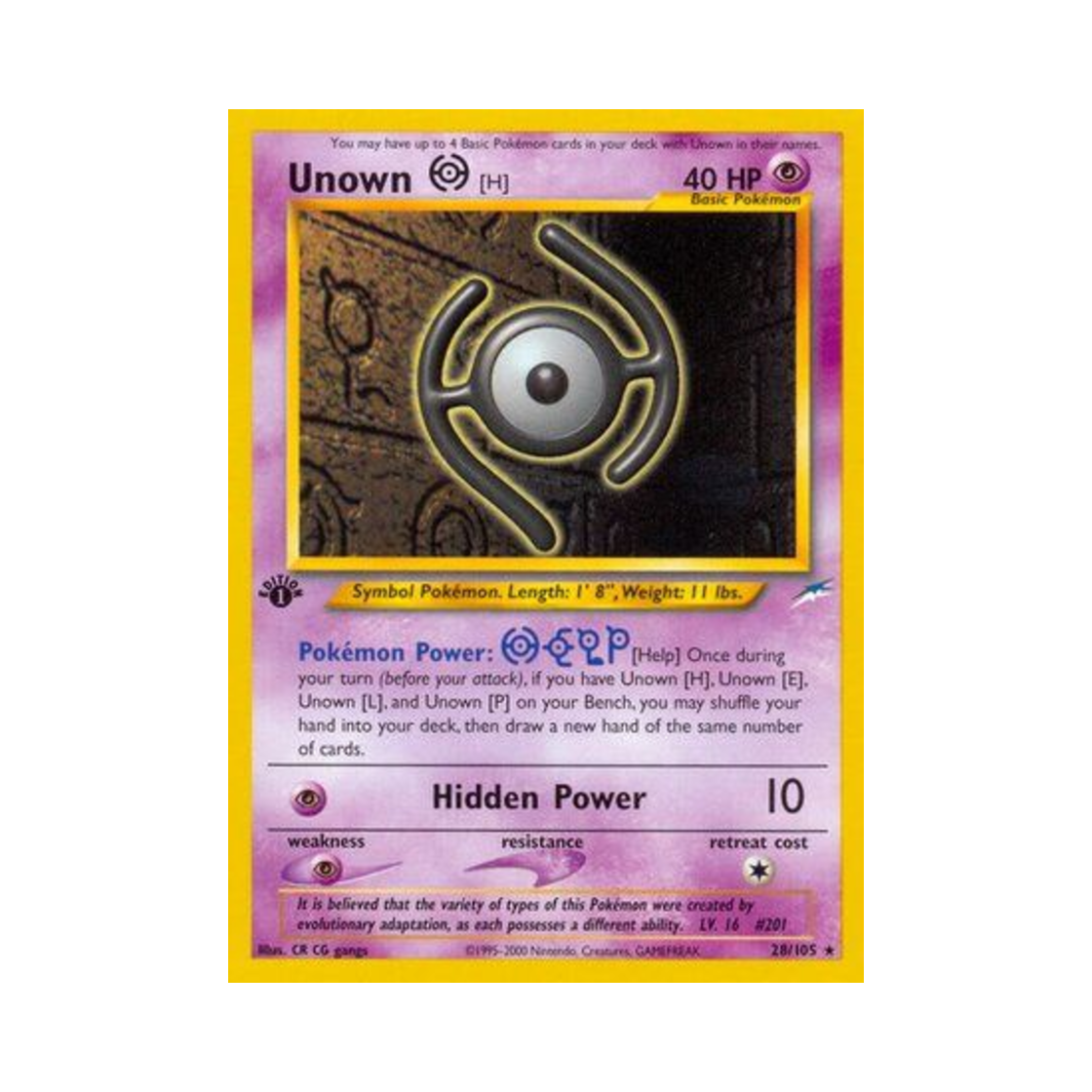 포켓몬 TCG 안농 H R 네오 데스티니 (영문판)(Pokemon TCG Unown H R Neo Destiny (English Ver.)) - 1
