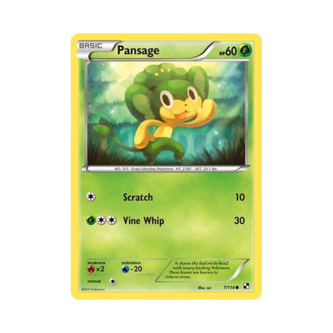 포켓몬 TCG 야나프 C 블랙 & 화이트 (영문판)(Pokemon TCG Pansage C Black & White (English Ver.)) - 1