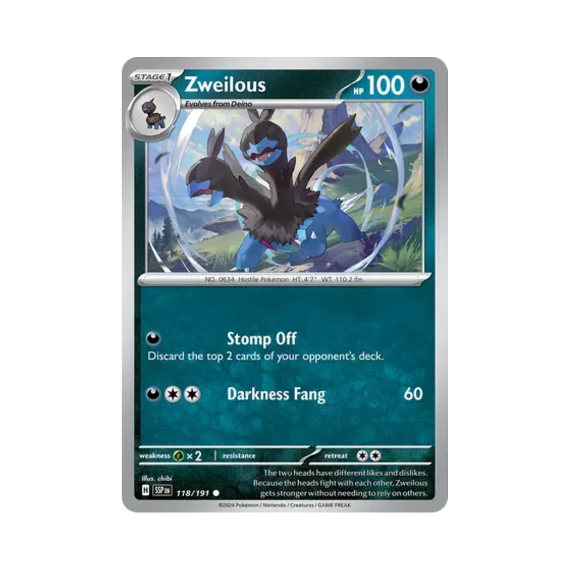 포켓몬 TCG 디헤드 C 서징 스파크 (영문판)(Pokemon TCG Zweilous C Surging Sparks (English Ver.)) - 1