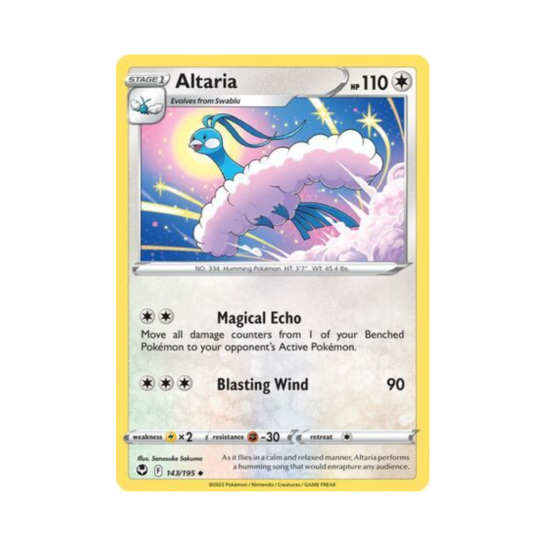 포켓몬 TCG 파비코리 U 실버 템페스트 (영문판)(Pokemon TCG Altaria U Silver Tempest (English Ver.)) - 1