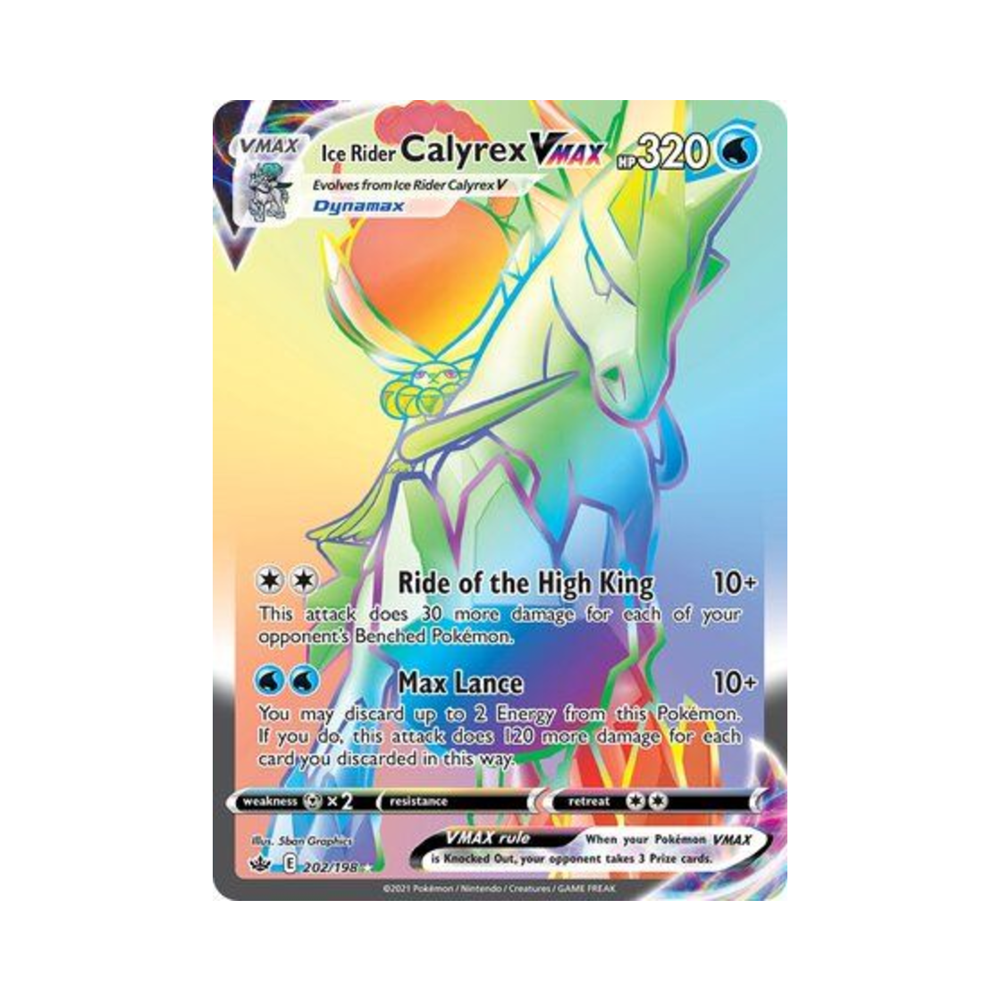 포켓몬 TCG 백마 버드렉스 VMAX RR 칠링 레인 (영문판)(Pokemon TCG Ice Rider Calyrex VMAX RR Chilling Reign (English Ver.)) - 1