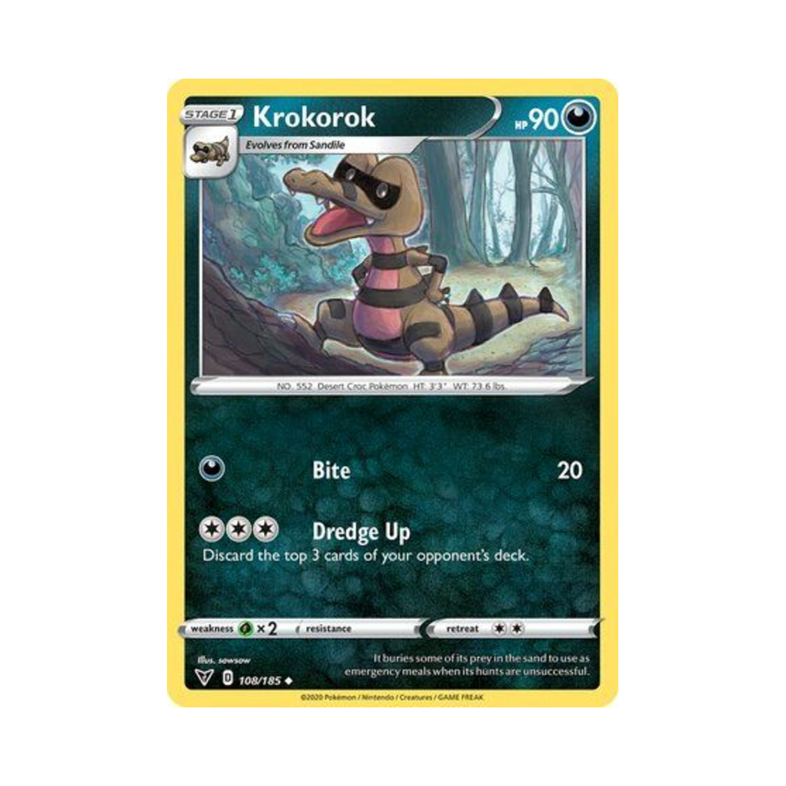 포켓몬 TCG 악비르 U 비비드 볼티지 (영문판)(Pokemon TCG Krokorok U Vivid Voltage (English Ver.)) - 1