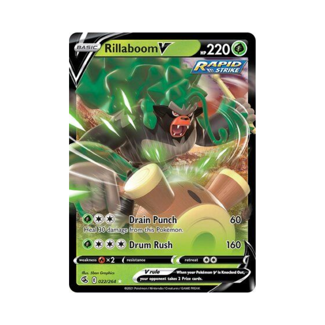 포켓몬 TCG 고릴타 V HRV 퓨전 스트라이크 (영문판)(Pokemon TCG Rillaboom V HRV Fusion Strike (English Ver.)) - 1