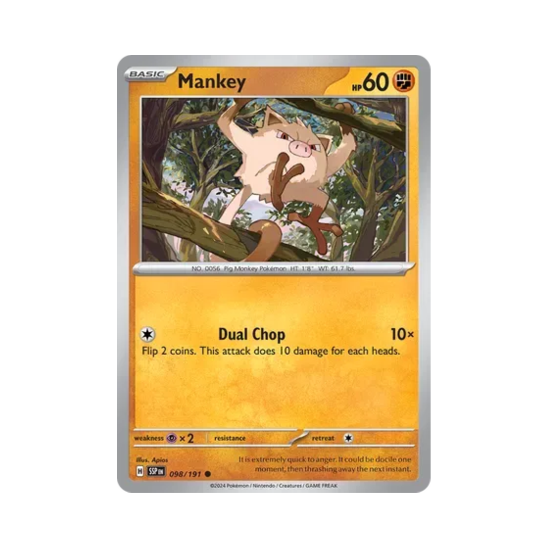 포켓몬 TCG 망키 C 서징 스파크 (영문판)(Pokemon TCG Mankey C Surging Sparks (English Ver.)) - 1