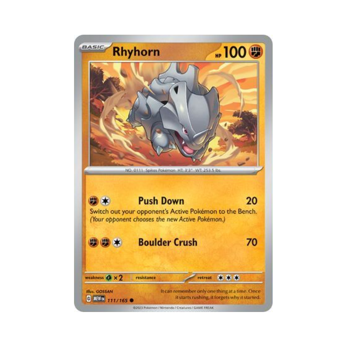 포켓몬 TCG 뿔카노 C 스칼렛 & 바이올렛 151 (영문판)(Pokemon TCG Rhyhorn C Scarlet & Violet 151 (English Ver.)) - 1