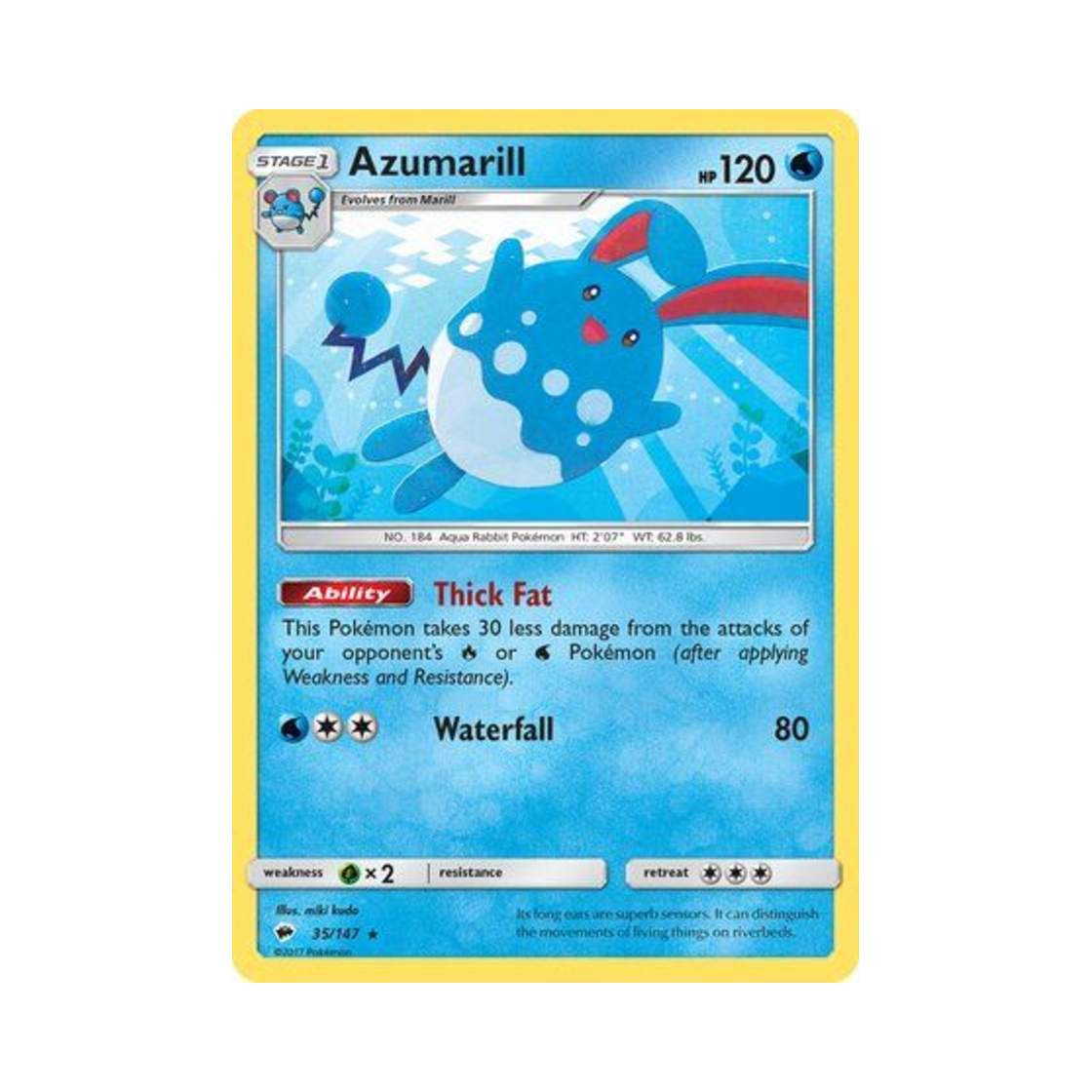 포켓몬 TCG 마릴리 R 버닝 쉐도우 (영문판)(Pokemon TCG Azumarill R Burning Shadows (English Ver.))