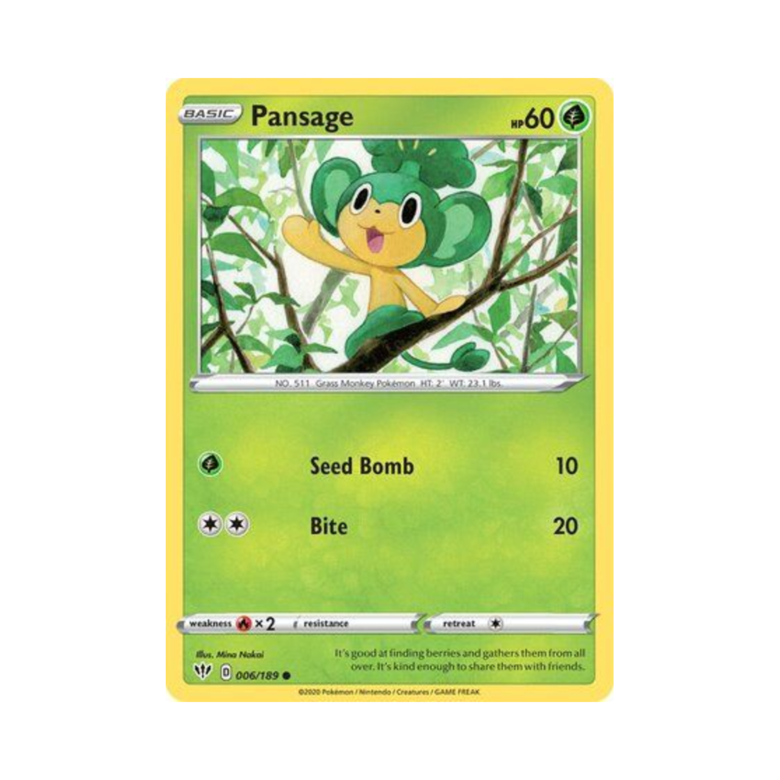 포켓몬 TCG 야나프 C 다크니스 어블레이즈 (영문판)(Pokemon TCG Pansage C Darkness Ablaze (English Ver.)) - 1