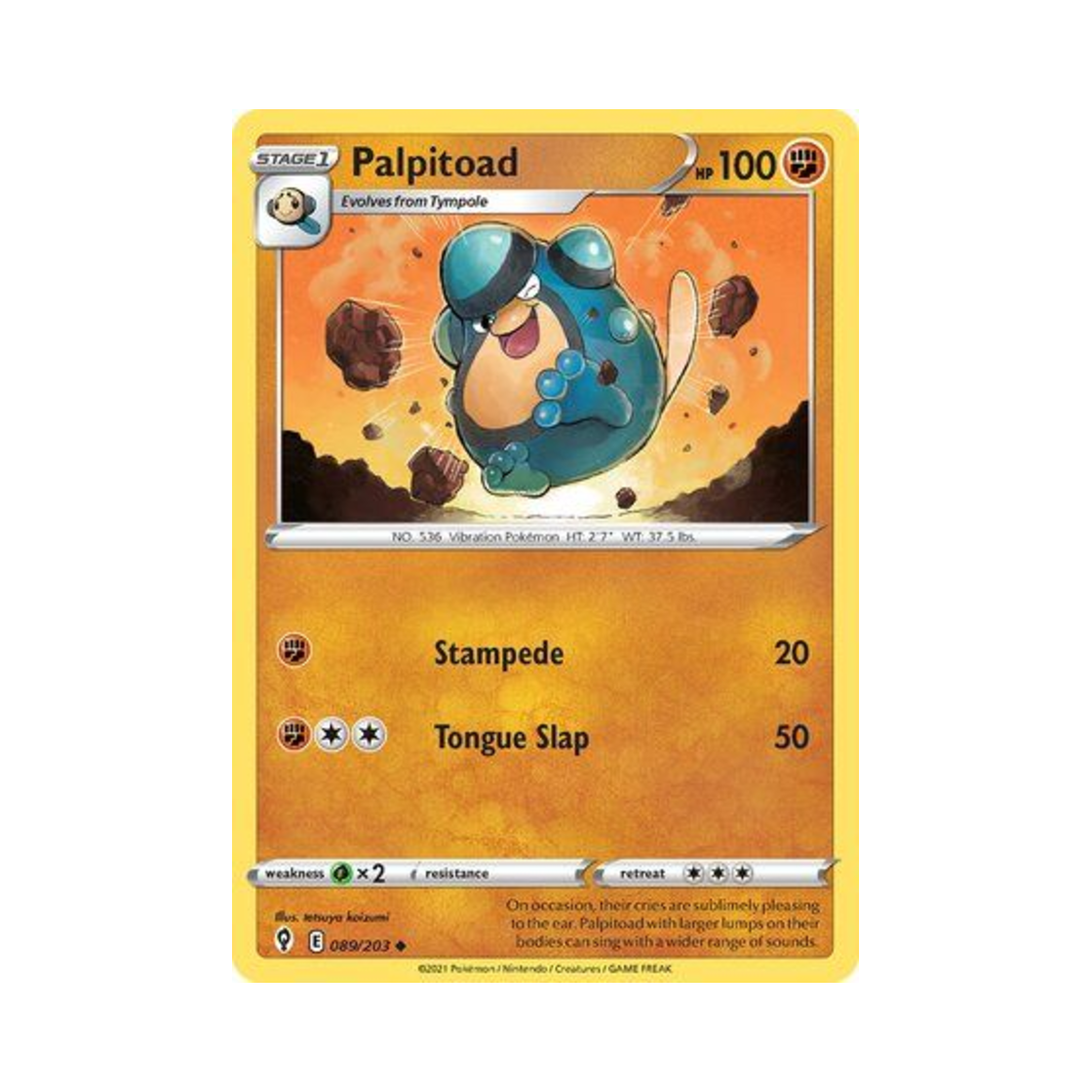 포켓몬 TCG 두까비 U 이볼빙 스카이즈 (영문판)(Pokemon TCG Palpitoad U Evolving Skies (English Ver.))