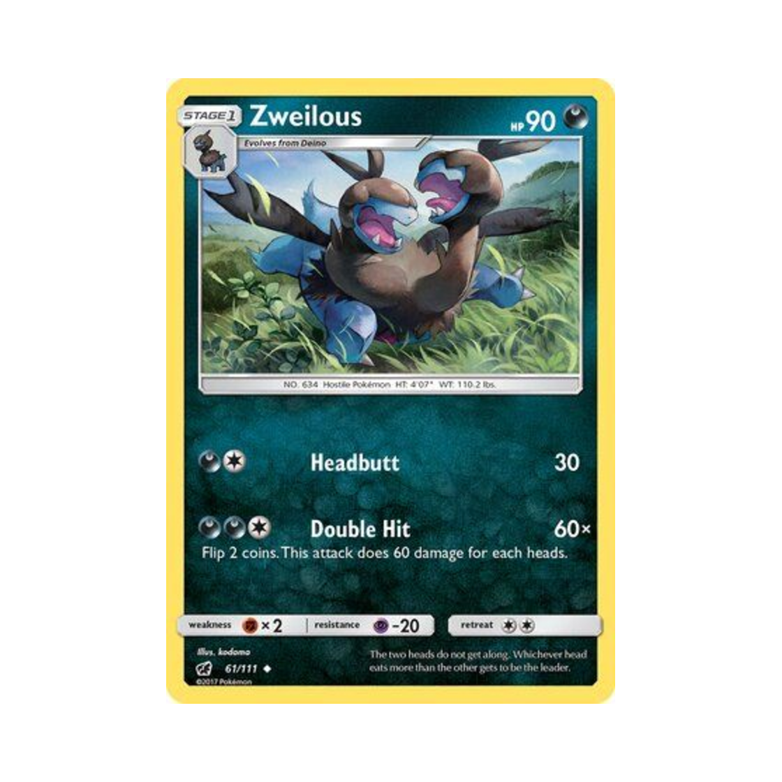 포켓몬 TCG 디헤드 U 크림슨 인베이전 (영문판)(Pokemon TCG Zweilous U Crimson Invasion (English Ver.))