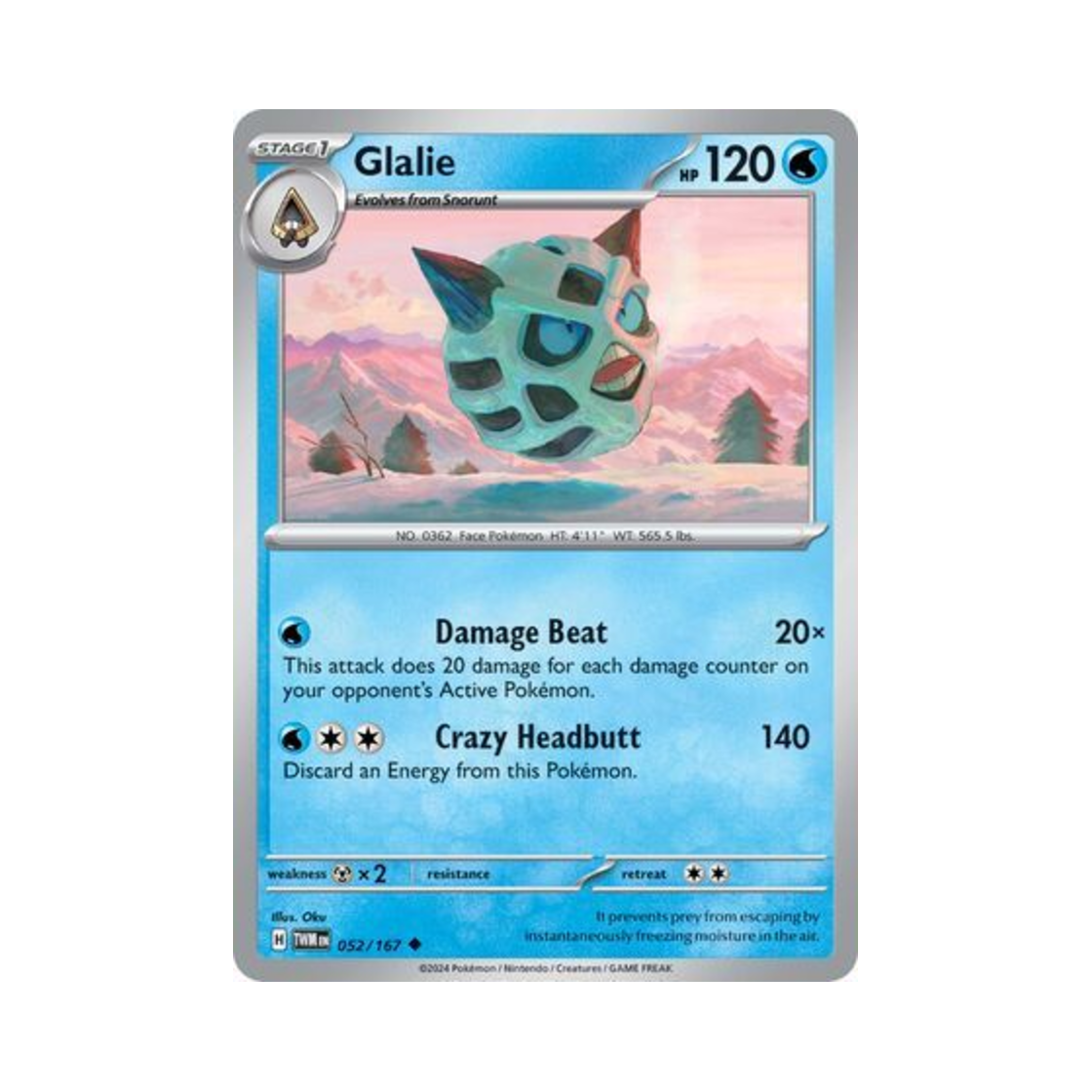 포켓몬 TCG 얼음귀신 U 트와일라잇 마스커레이드 (영문판)(Pokemon TCG Glalie U Twilight Masquerade (English Ver.)) - 1