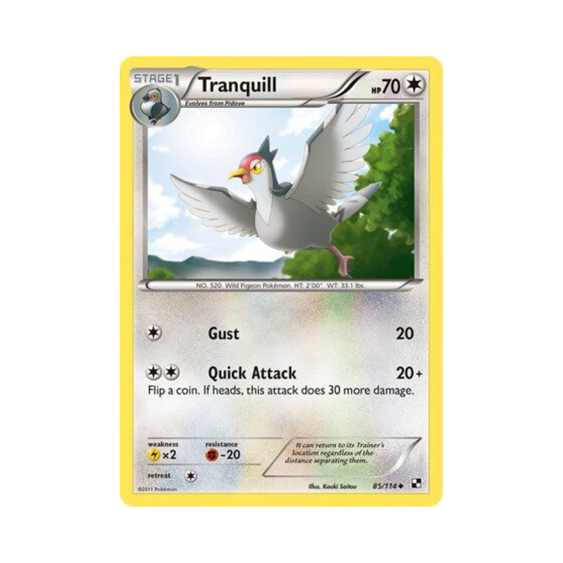 포켓몬 TCG 유토브 U 블랙 & 화이트 (영문판)(Pokemon TCG Tranquill U Black & White (English Ver.)) - 1