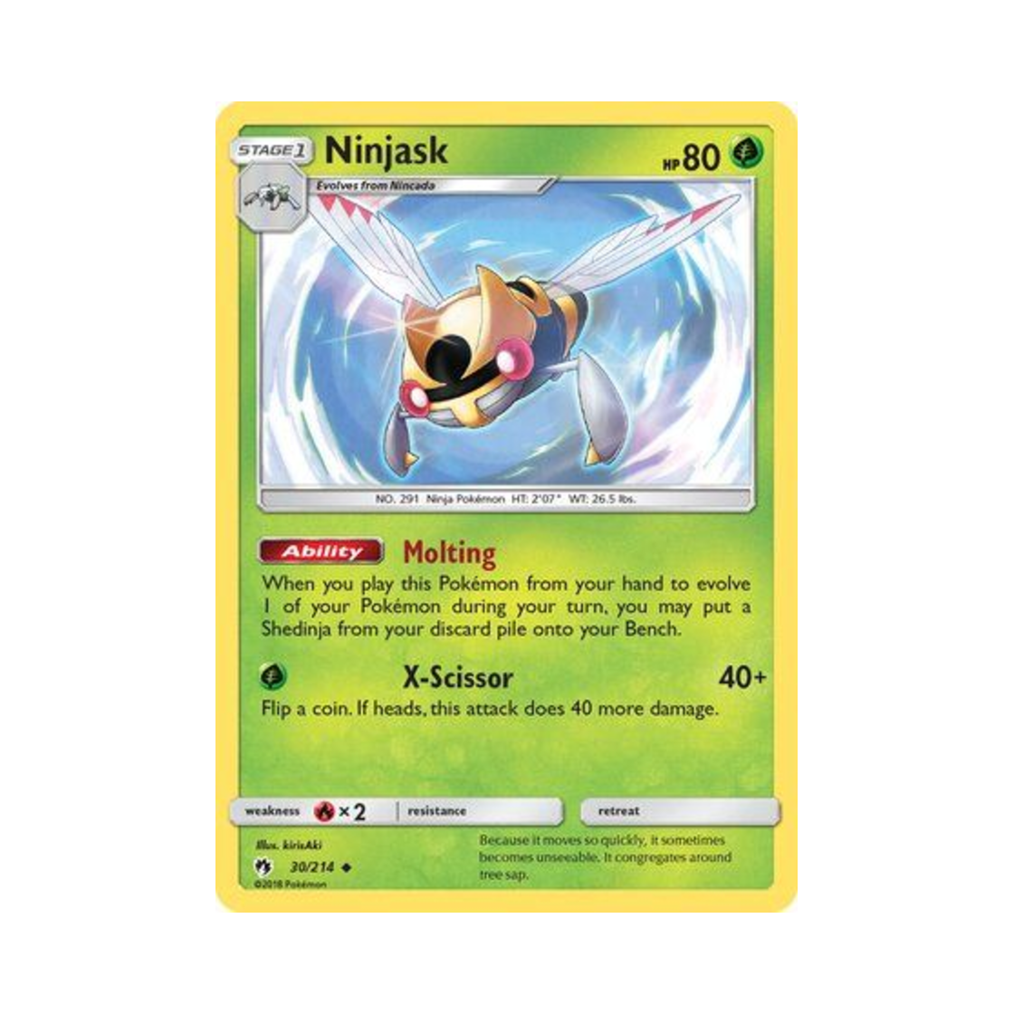 포켓몬 TCG 아이스크 U 로스트 썬더 (영문판)(Pokemon TCG Ninjask U Lost Thunder (English Ver.))
