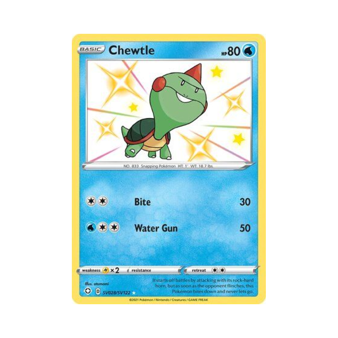 포켓몬 TCG 깨물부기 RS 샤이닝 페이츠 (영문판)(Pokemon TCG Chewtle RS Shining Fates (English Ver.))