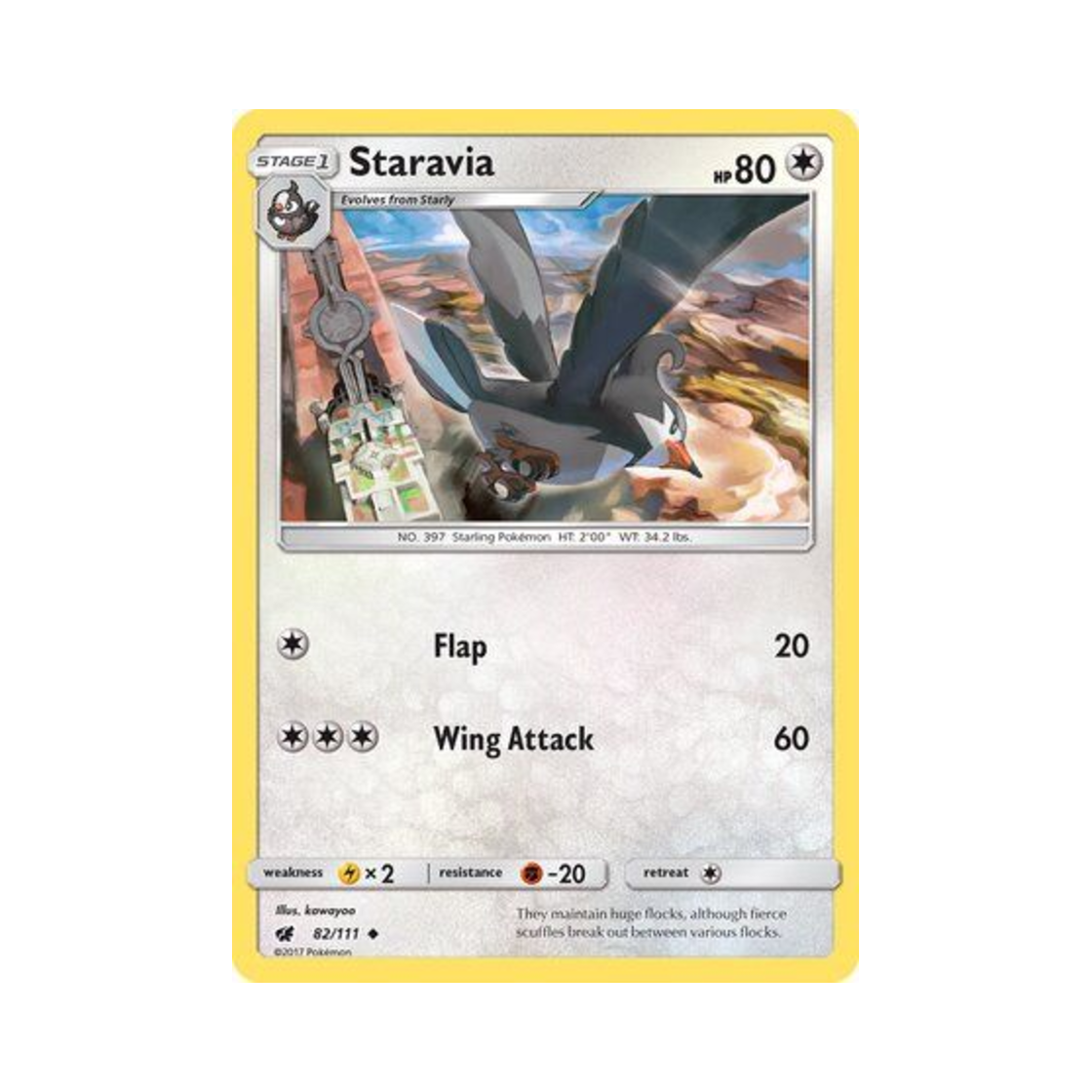 포켓몬 TCG 찌르버드 U 크림슨 인베이전 (영문판)(Pokemon TCG Staravia U Crimson Invasion (English Ver.)) - 1
