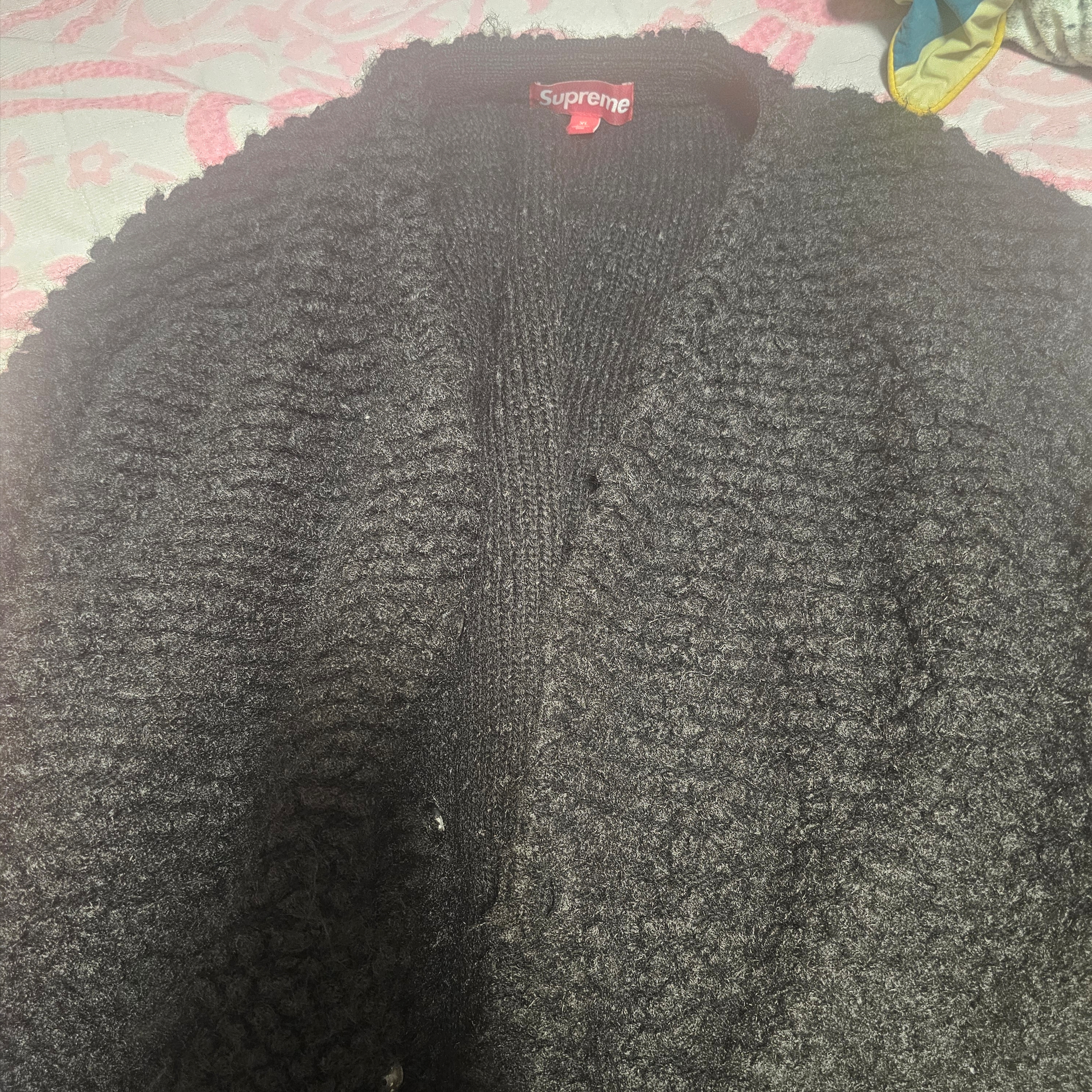 Supreme Textured Knotted Cardigan Black - 24FW 착용 스타일