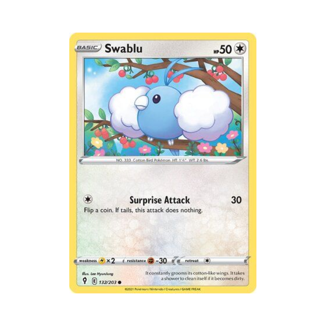 포켓몬 TCG 파비코 C 이볼빙 스카이즈 (영문판)(Pokemon TCG Swablu C Evolving Skies (English Ver.))