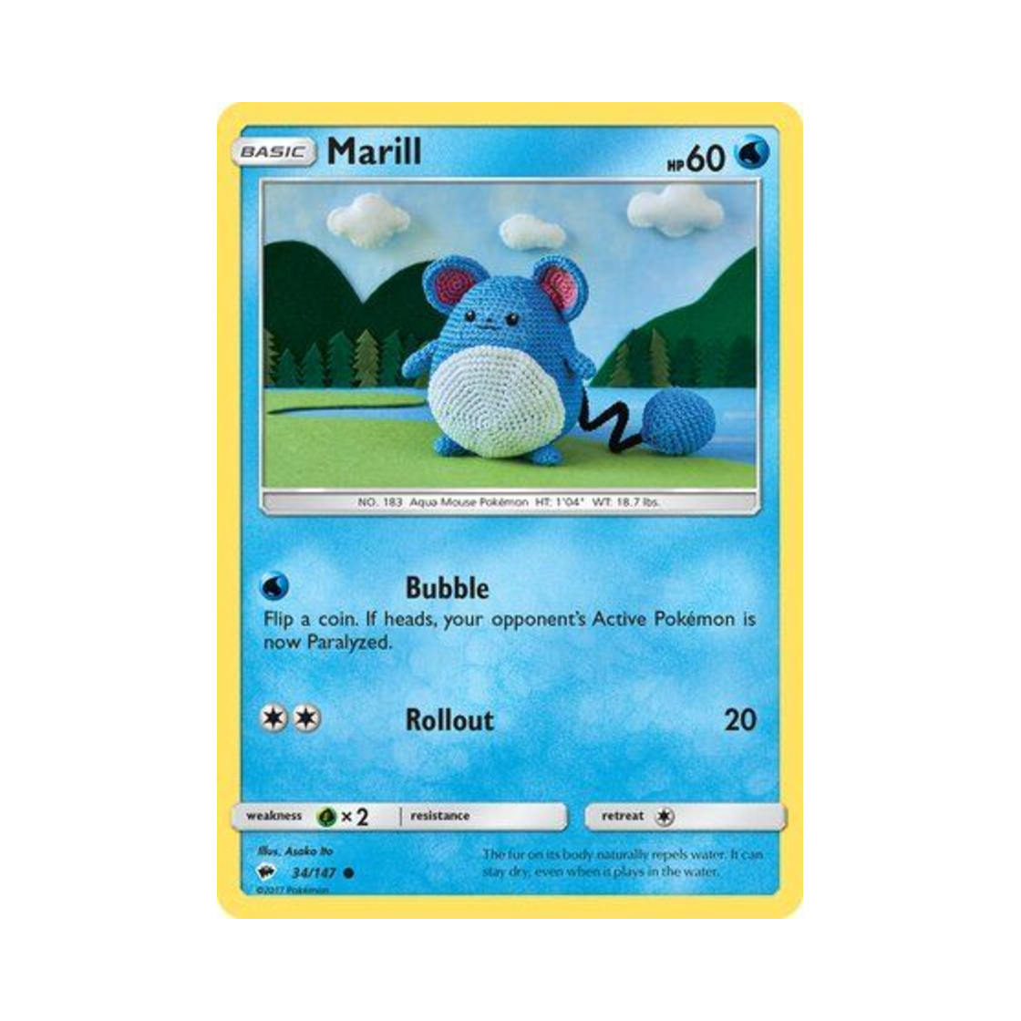 포켓몬 TCG 마릴 C 버닝 쉐도우 (영문판)(Pokemon TCG Marill C Burning Shadows (English Ver.))