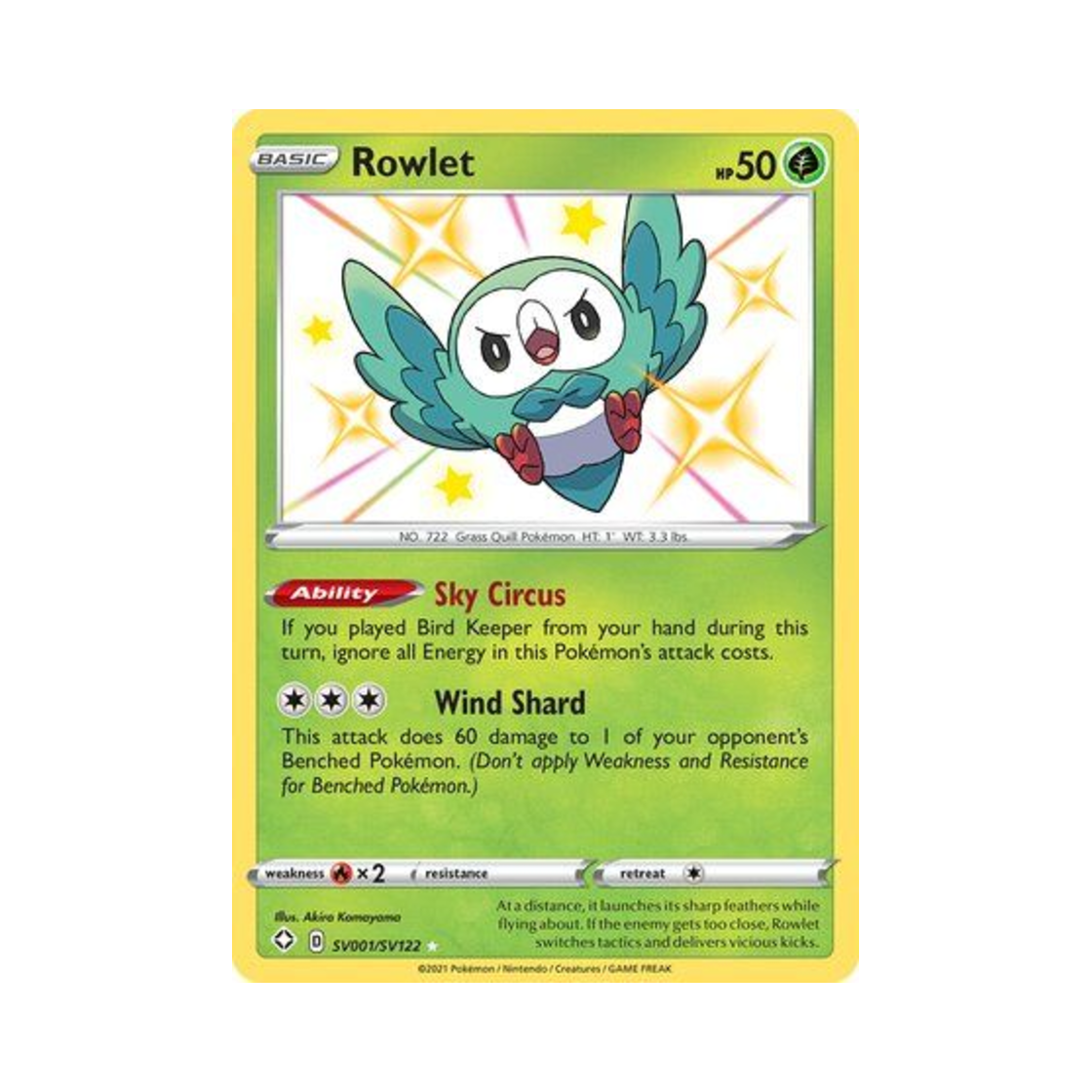 포켓몬 TCG 나몰빼미 RS 샤이닝 페이츠 (영문판)(Pokemon TCG Rowlet RS Shining Fates (English Ver.)) - 1