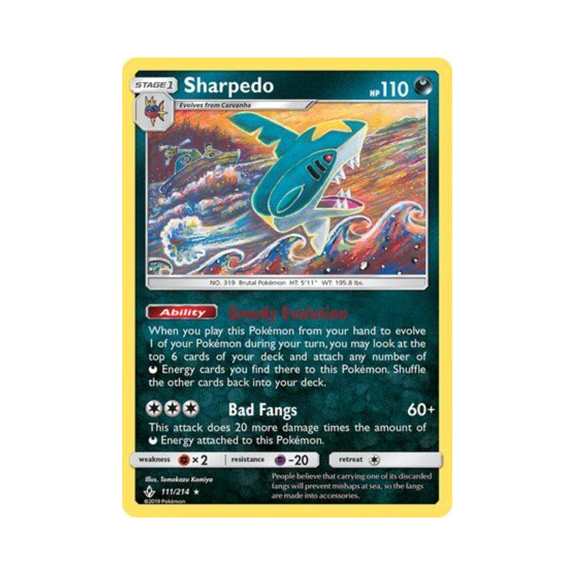 포켓몬 TCG 샤크니아 R 언브로큰 본즈 (영문판)(Pokemon TCG Sharpedo R Unbroken Bonds (English Ver.))