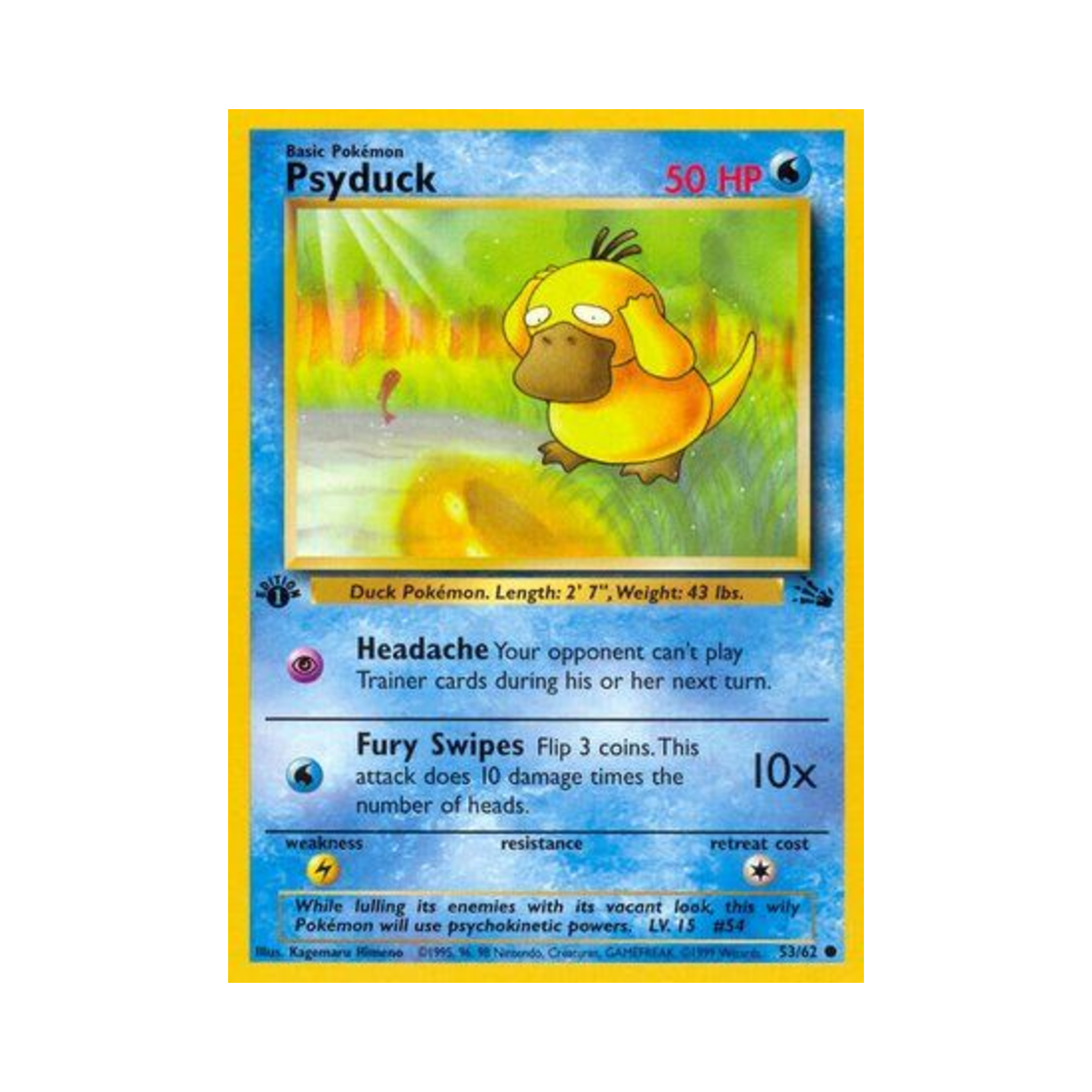 포켓몬 TCG 고라파덕 C 포실 (영문판)(Pokemon TCG Psyduck C Fossil (English Ver.)) - 1