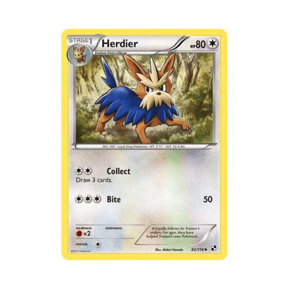 포켓몬 TCG 하데리어 U 블랙 & 화이트 (영문판)(Pokemon TCG Herdier U Black & White (English Ver.)) - 1